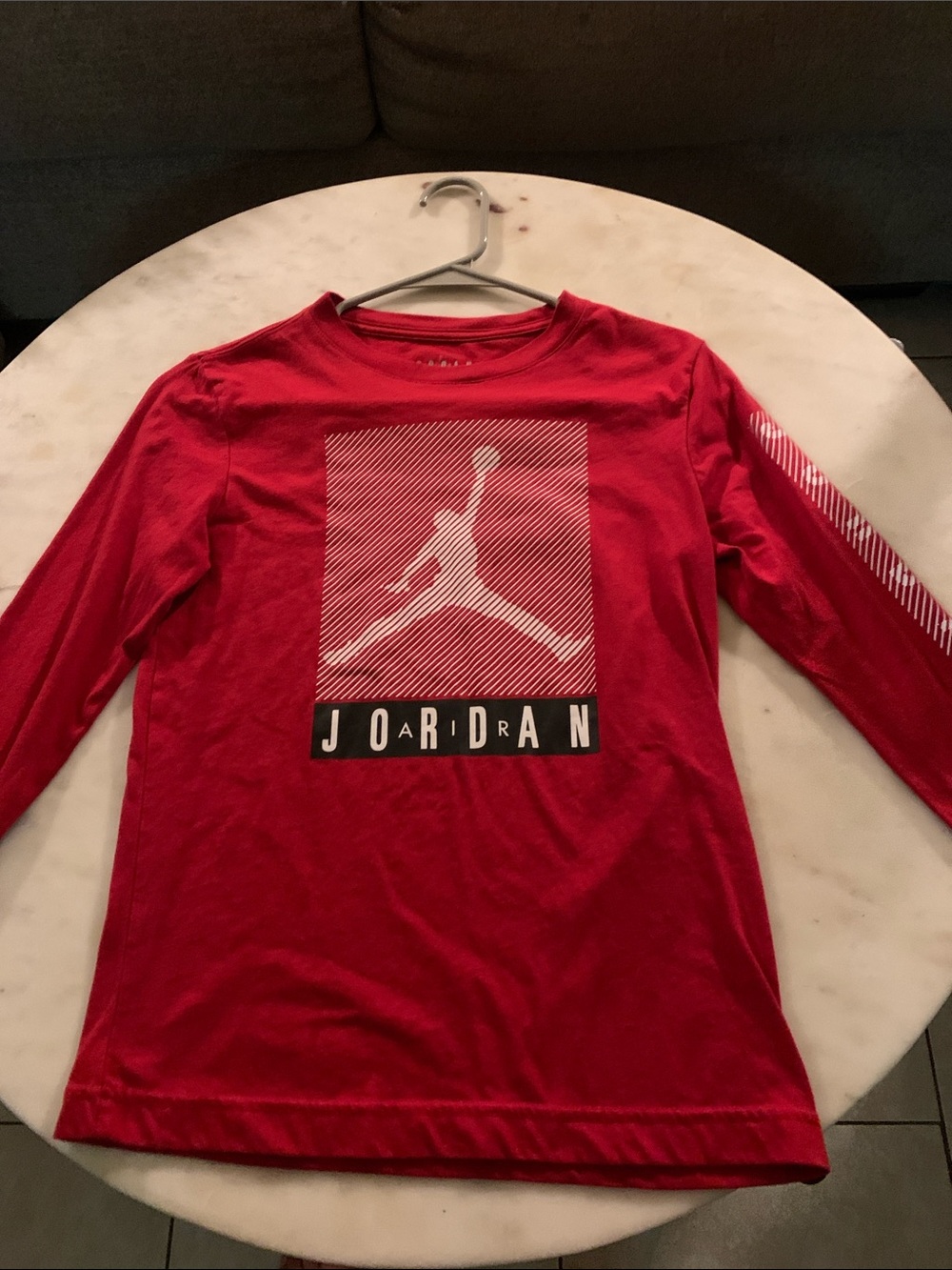 Jordan Red Long Sleeve Tee with Jumpman Graphic